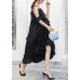 Italian black Cotton quilting dresses asymmetric tunic summer Dresses