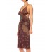 Morphew Collection Chocolate Brown, Red & Green Silk Scarf Dress Made From Valentino Vintage