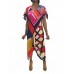 MORPHEW COLLECTION Pink & Blue Silk Poly Bias Cut Scarf Dress Made From 1970'S Geometric Scarves