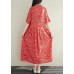 Button Chiffon Robes Fabrics red prints Dresses summer