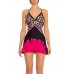 MORPHEW COLLECTION Black & Pink Silk Twill Leopard Flower Printed Dress Made From Vintage Scarf