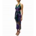 MORPHEW COLLECTION Purple & Green Silk Twill Floral Print Scarf Dress Made From  Vintage Scarves