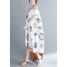 Organic o neck patchwork cotton linen dresses Casual Shirts white dotted Art Dresses Summer
