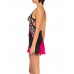 MORPHEW COLLECTION Black & Pink Silk Twill Leopard Flower Printed Dress Made From Vintage Scarf