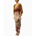 MORPHEW COLLECTION Gold Multi Silk Status & Scenic Print 2-Scarf Dress Made From Vintage Scarves