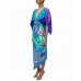 MORPHEW COLLECTION Blue & Purple Silk Floral 2-Scarf Dress Made From Pierre Cardin Vintage Scarves