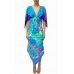 MORPHEW COLLECTION Blue & Purple Silk Floral 2-Scarf Dress Made From Pierre Cardin Vintage Scarves